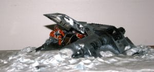 Snow speeder model Model of a crashed snow speeder on an icy planet as in Star Wars: The Empire Strikes back