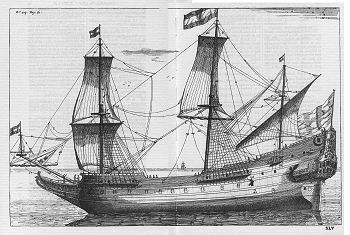 Detailed black-and-white illustration of a large, old sailing ship with multiple masts, sails, and flags, depicted on calm waters—an image that evokes the spirit of starships and adventure found in classic sci-fi books.