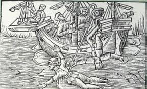 Picture of a man being keelhauled