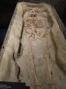 cast of a skeleton of a murder victim on Beacon Island