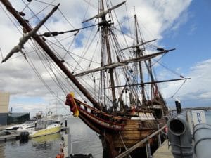 The Duyfken tied up in Fremantle's fishing harbour