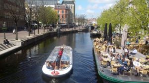 Canal boat in Leiden