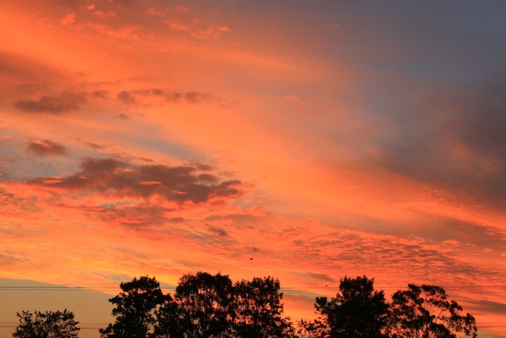 Spectacular orange sky at sunset