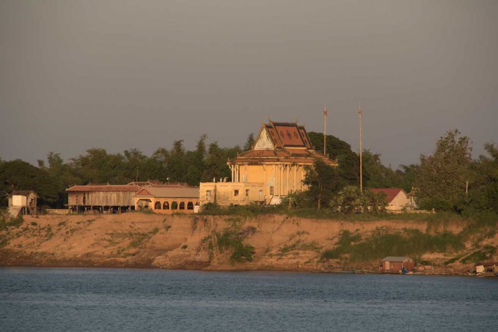 A Buddhist temple on the Mekong River bank