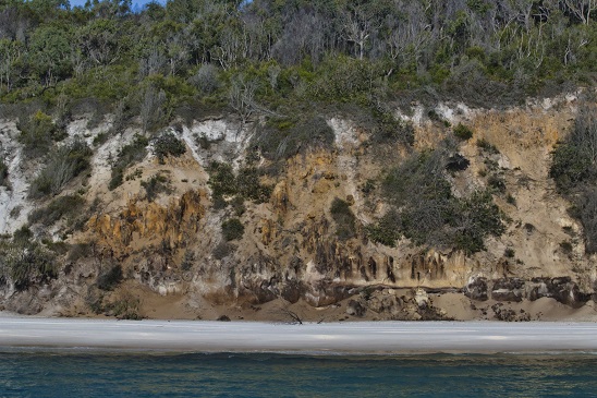 Fraser sand cliffs K'Gari's colorful sand cliff