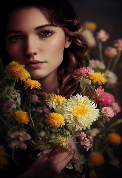 Girl with flowers