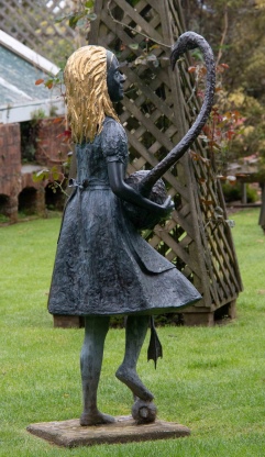 D 7 Larnach castle whimsical sculpture of Alice and a flamingo