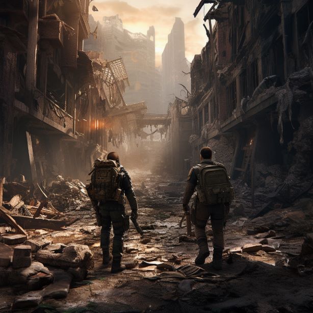 gretavdr modern soldiers walking through a ruined city 0320d5ea 8b28 465a 875c fc457ba80893