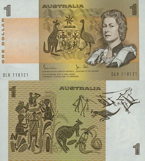 banknote australia one dollar 1966 1 dollar g