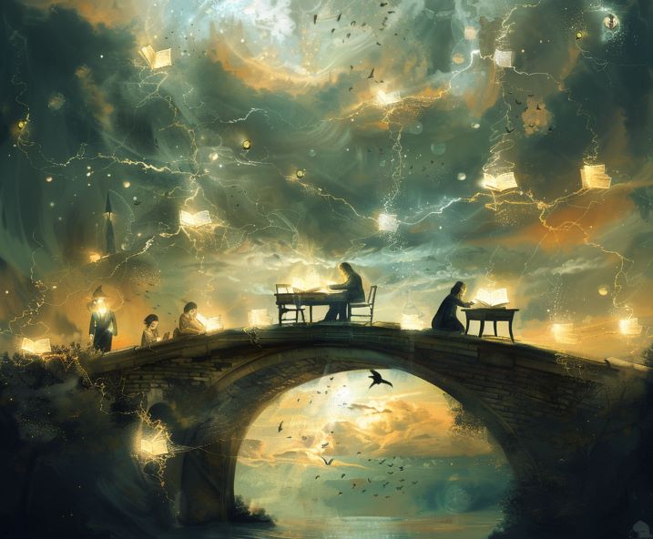 gretavdr On one side of a bridge an author sits at a vintage wr 507e8e9a 0da9 42f4 8f5b 59d72cbfd84d