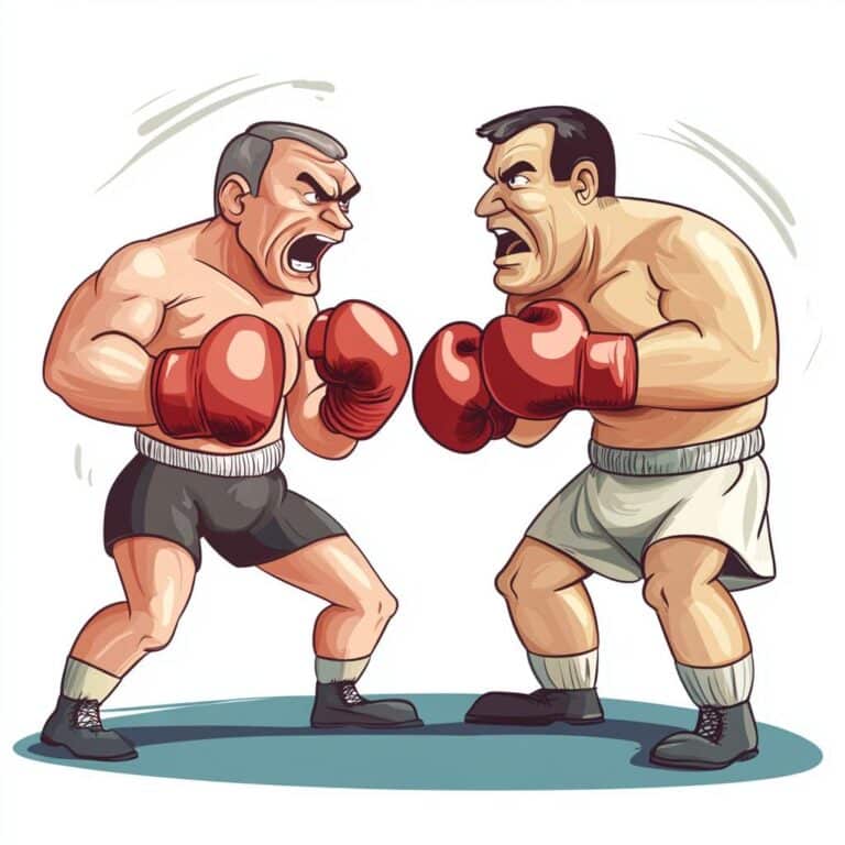 cartoon of two boxers facing each other