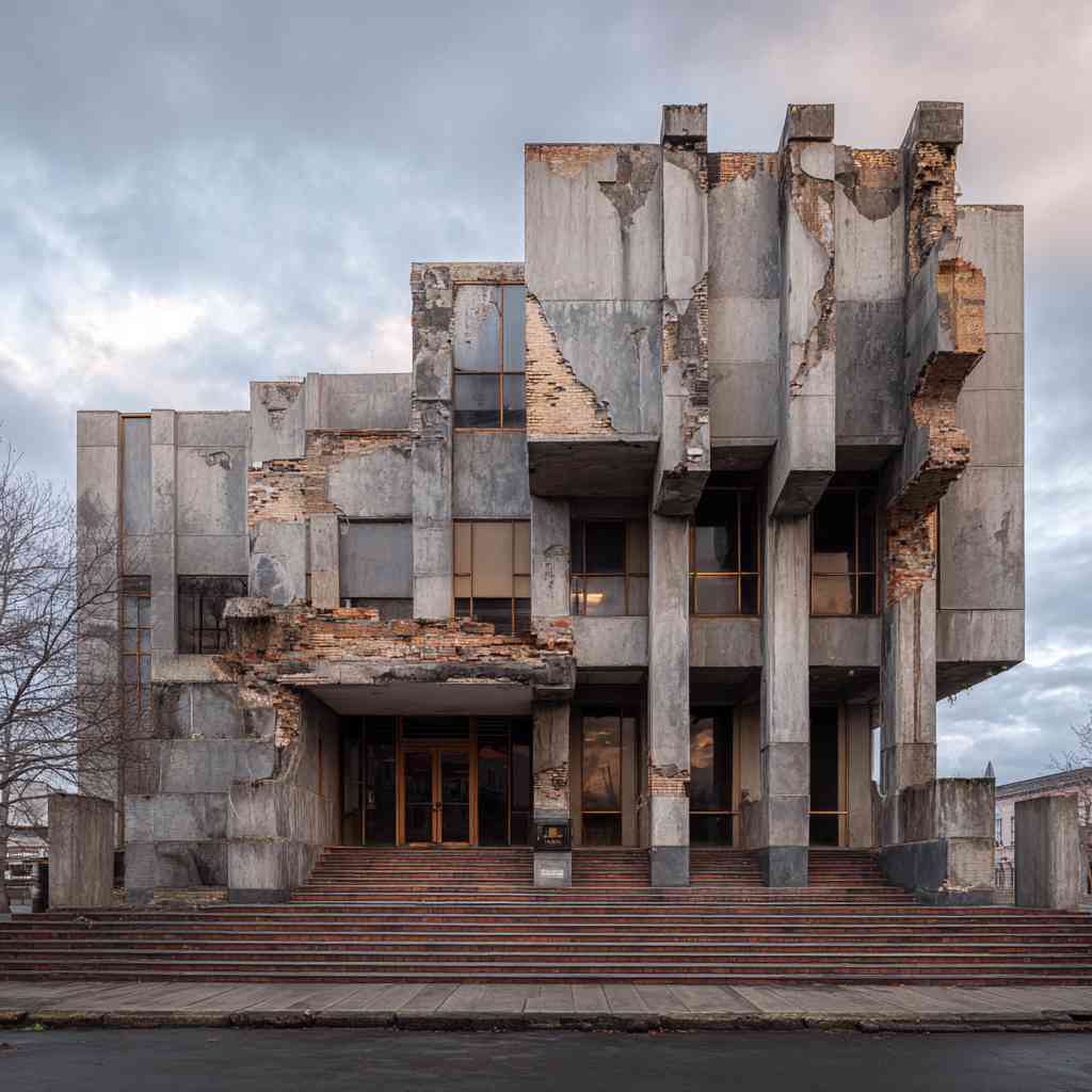 A modern building starting to crumble - an analogy to Gough Whitlam's govt