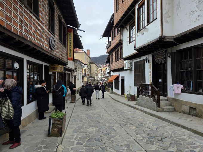 Bulgaria artisans street cobblestones and little shops Veliko Tarnovo