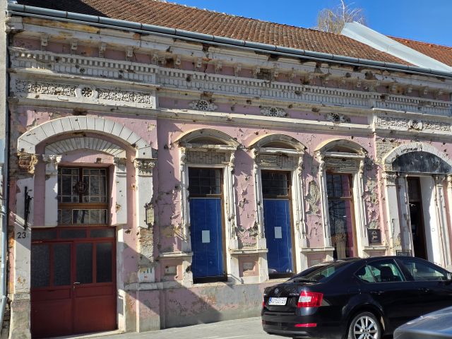 Vukovar damaged building showing bullet holes and other war damage.