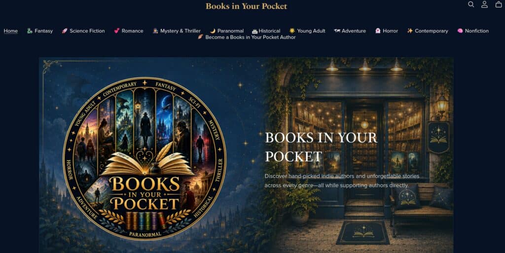 Books in Your Pocket, an online bookstore where readers can discover indie authors and buy science fiction, fantasy, mystery, romance, thriller, historical, paranormal, and adventure books directly from authors.